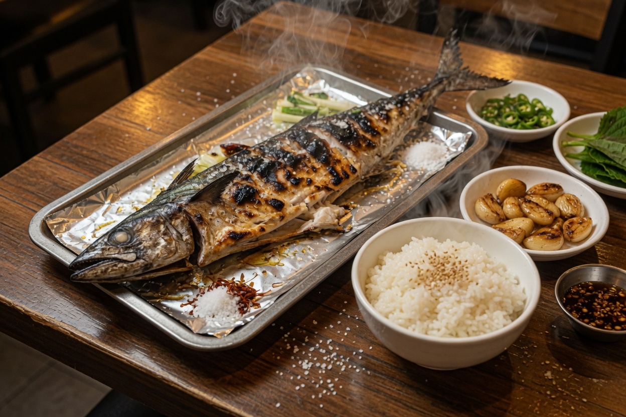 밥과 함께 낸 삼치구이